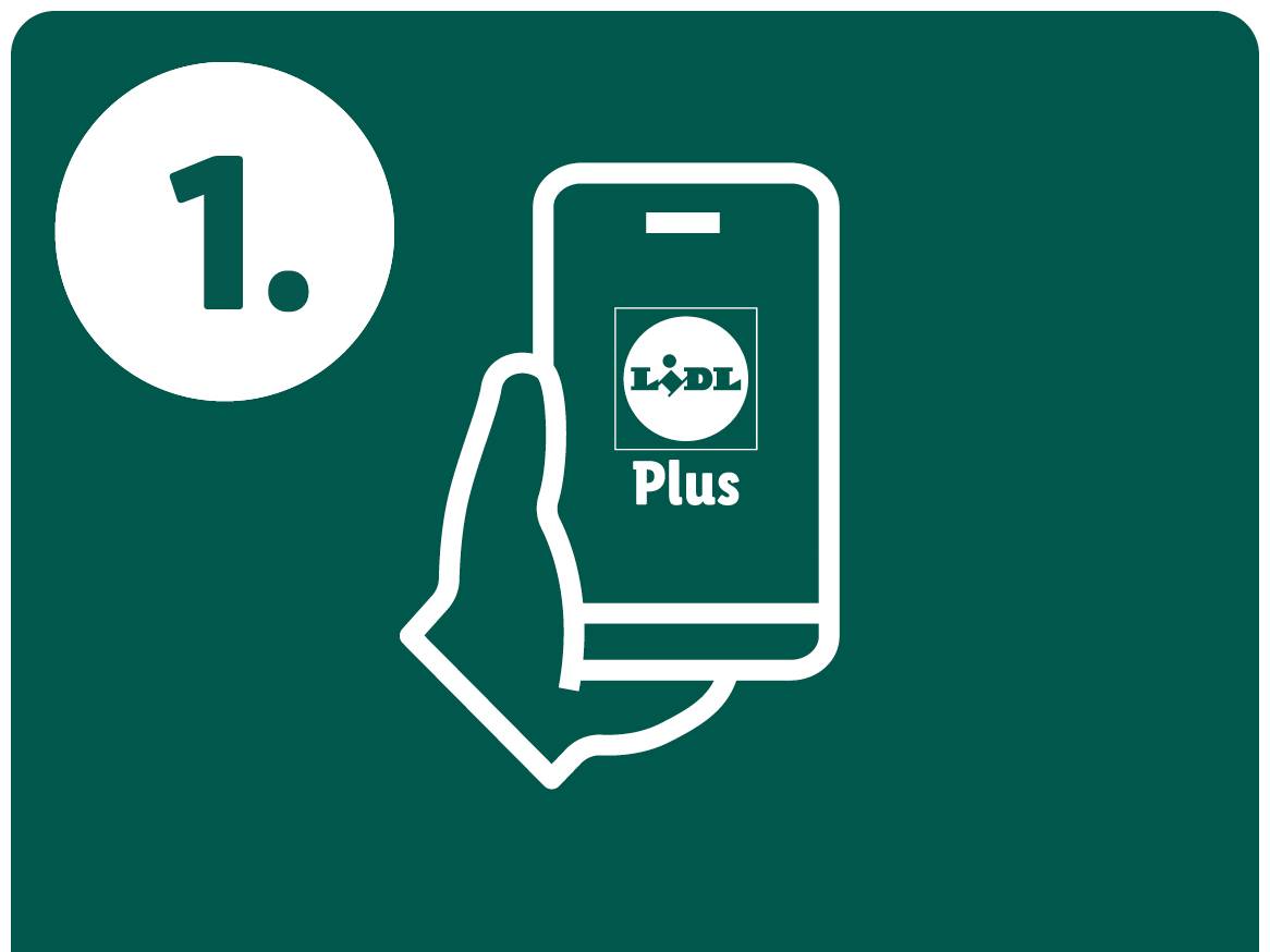 Številka 1 in roka, ki drži pametni telefon z aplikacijo Plus.