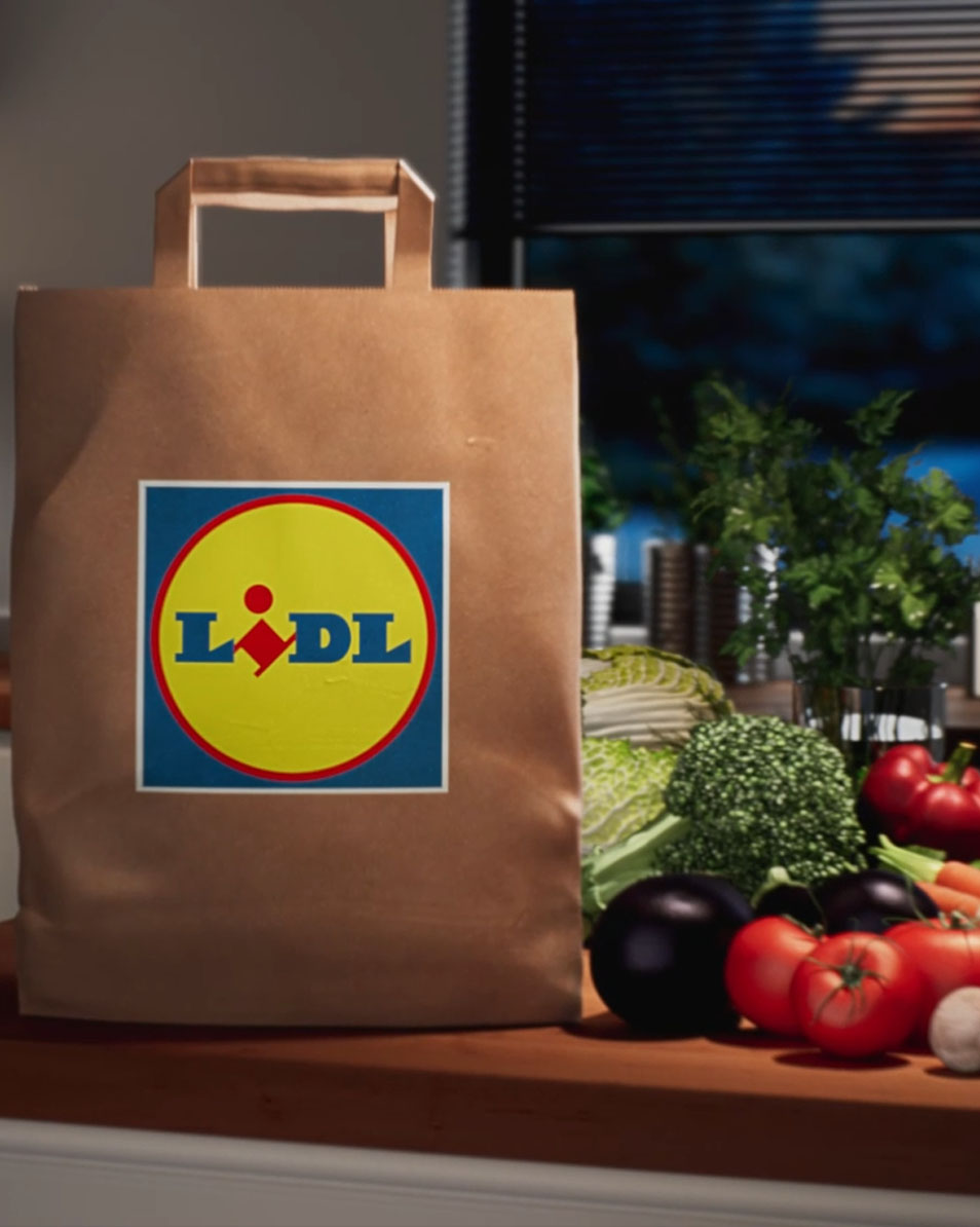 Lidl vrečka z zelenjavo.