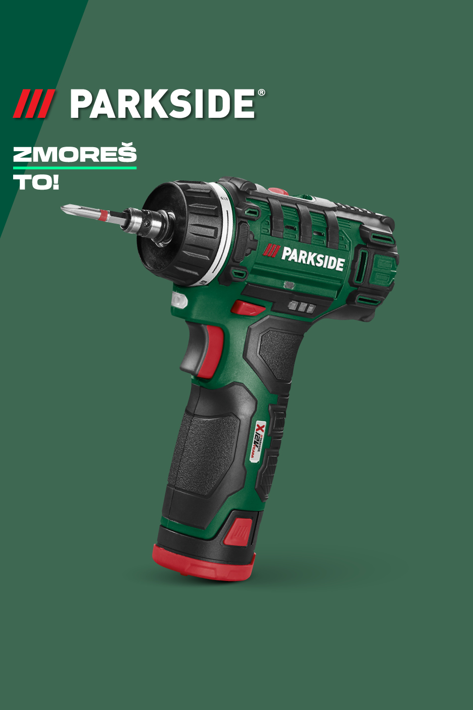 Zeleni akumulatorski vijačnik z napisom Zmoreš to!