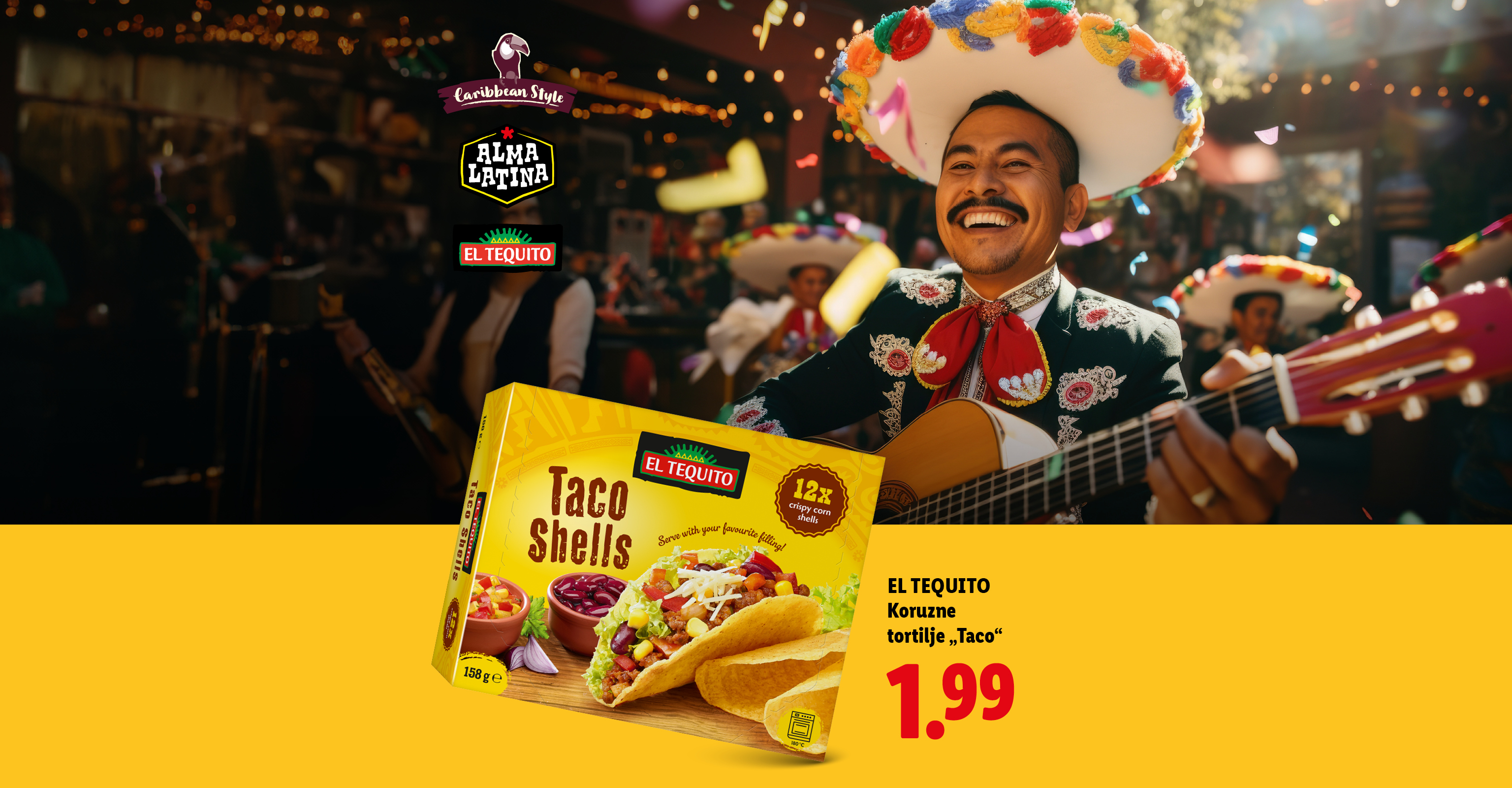 Hrustljave koruzne tortilje za takose ob prazničnem vzdušju z mariachiji.